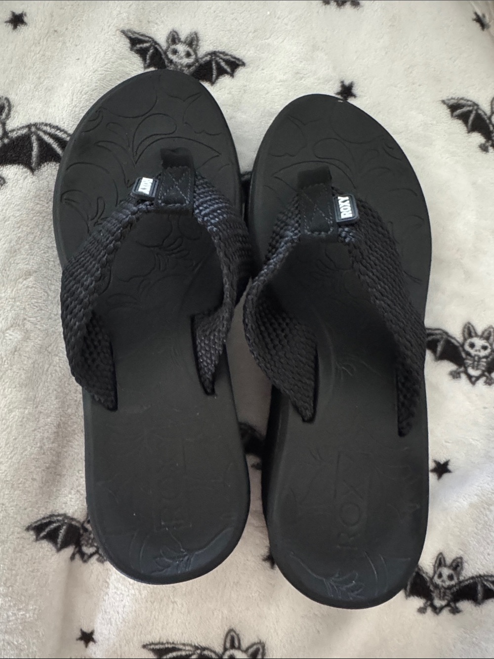 Roxy Black Woven Strap platform Flip Sandals 7